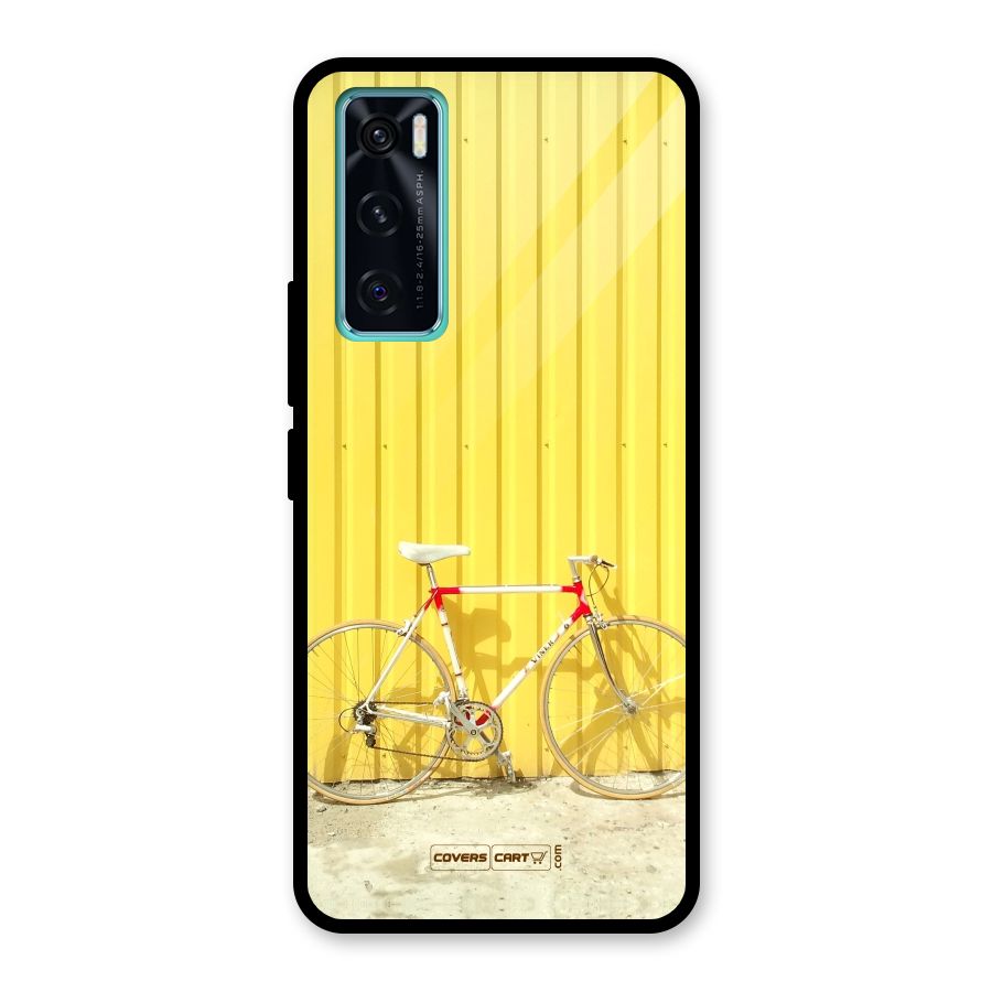Yellow Cycle Classic Glass Back Case for Vivo V20 SE