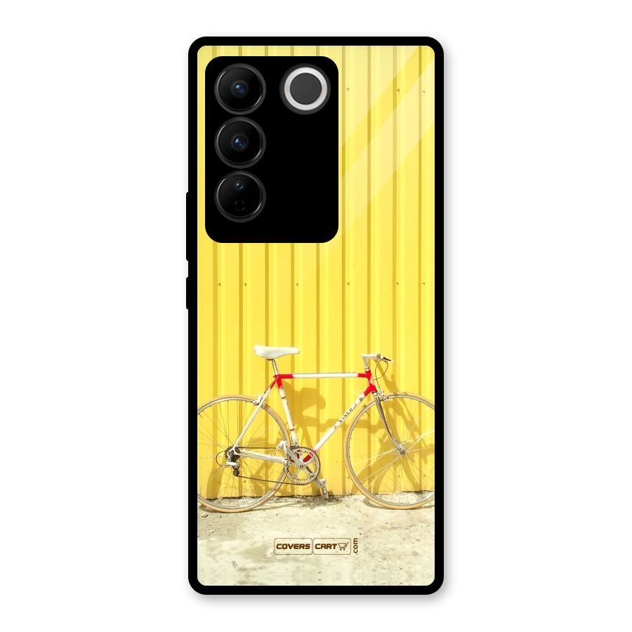 Yellow Cycle Classic Glass Back Case for Vivo V27