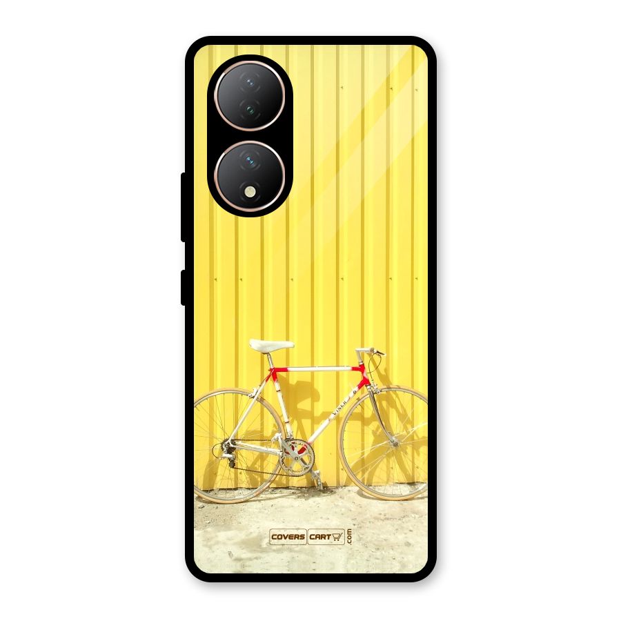 Yellow Cycle Classic Glass Back Case for Vivo Y100A