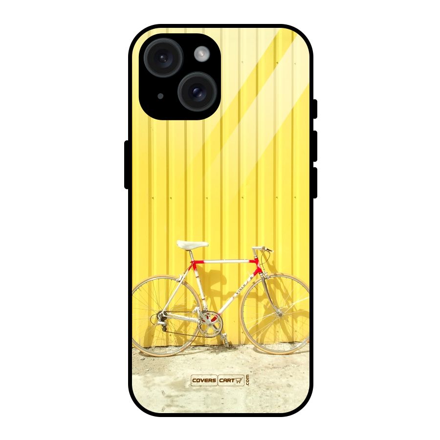 Yellow Cycle Classic Glass Back Case for iPhone 15