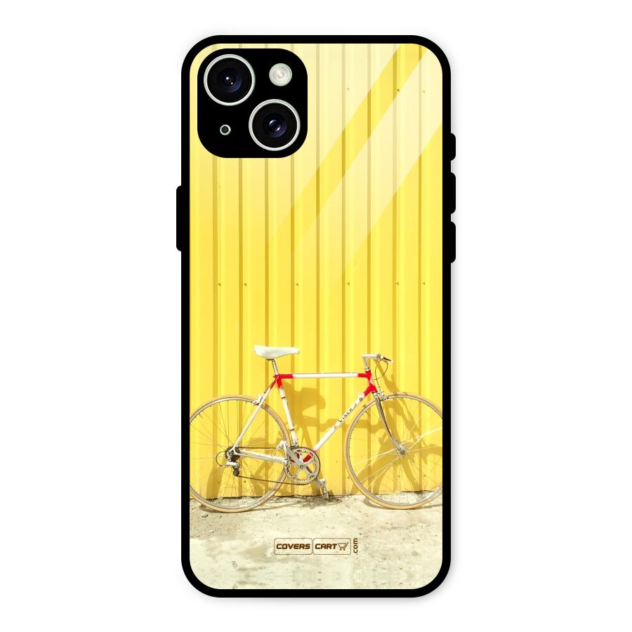 Yellow Cycle Classic Glass Back Case for iPhone 15 Plus