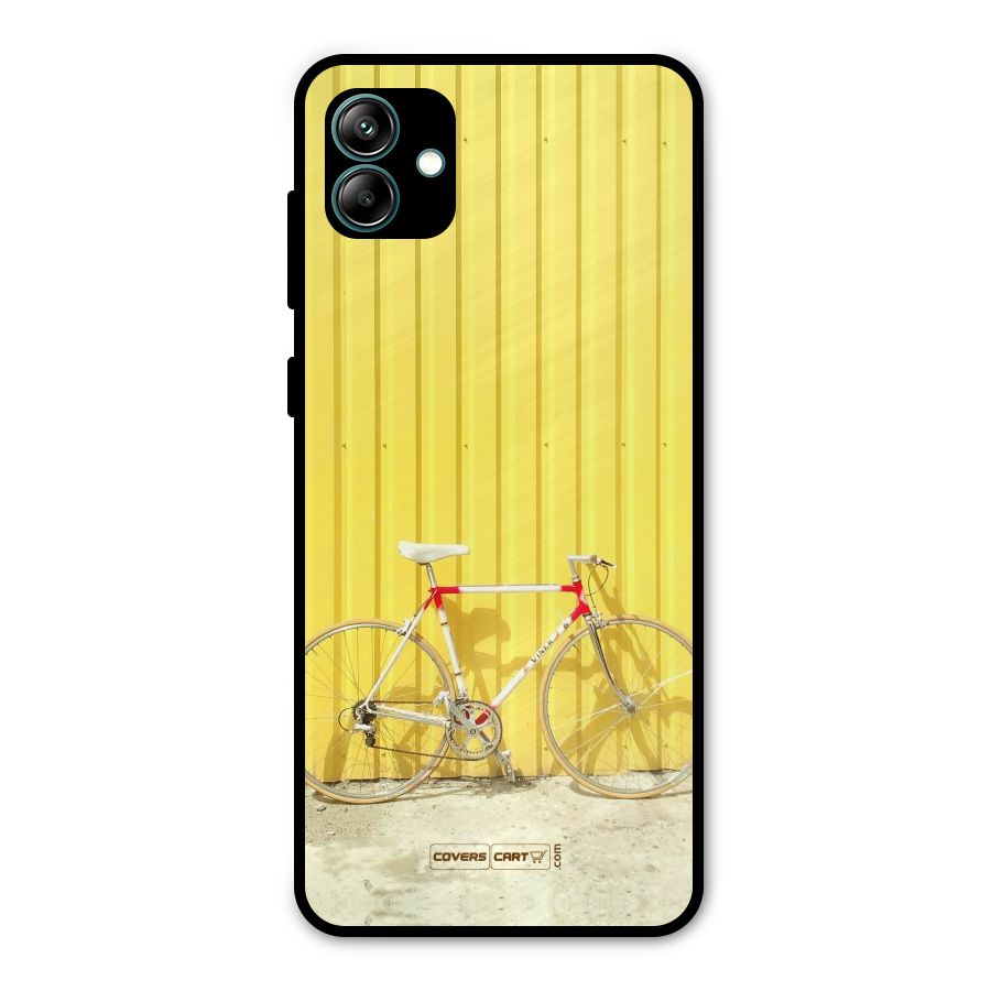 Yellow Cycle Classic Metal Back Case for Galaxy A04