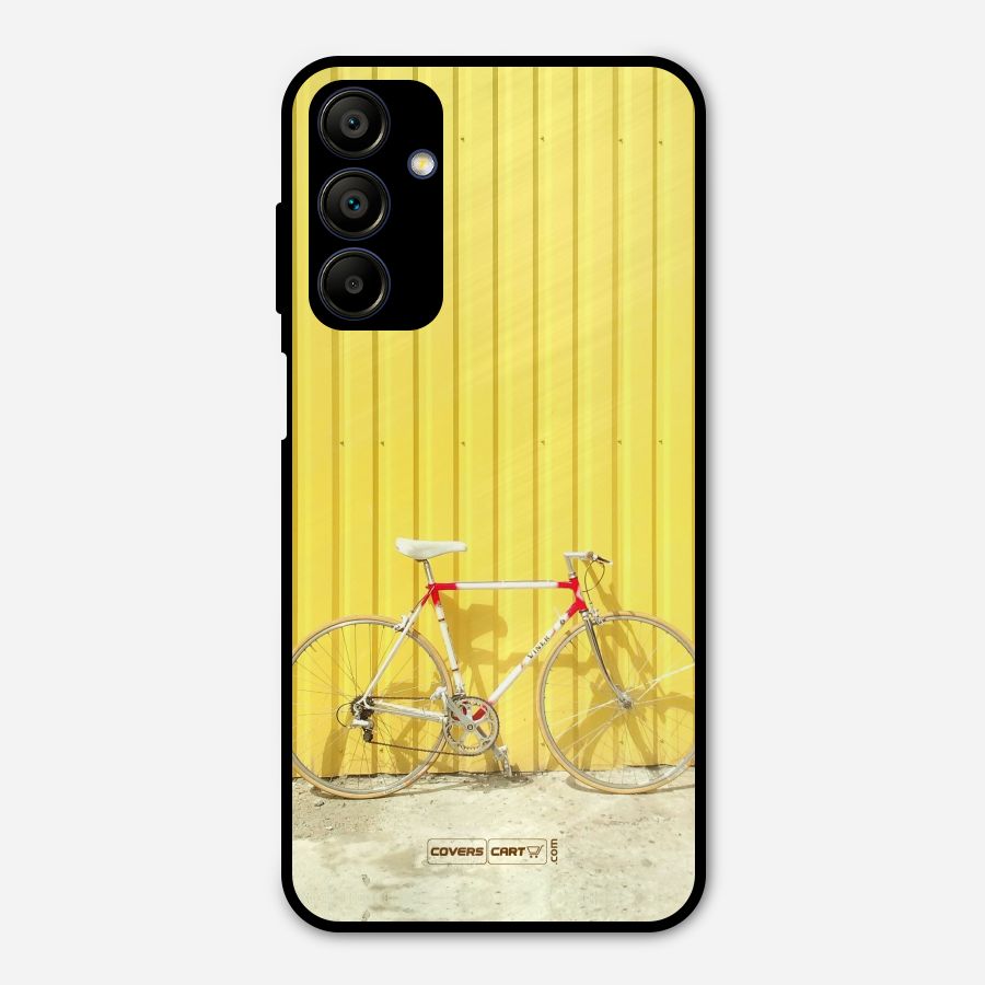 Yellow Cycle Classic Metal Back Case for Galaxy A15 5G