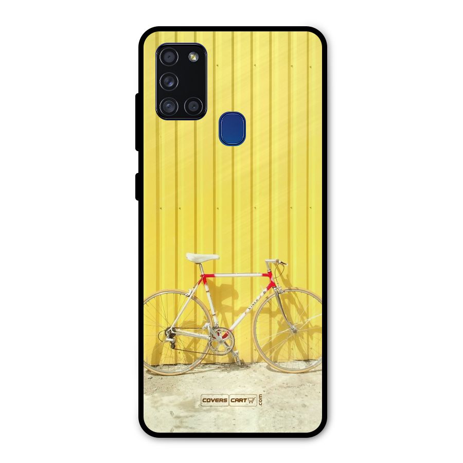 Yellow Cycle Classic Metal Back Case for Galaxy A21s