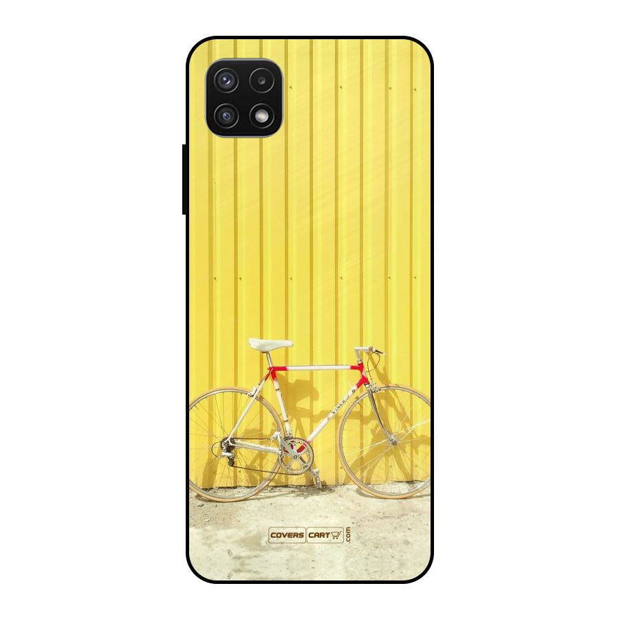 Yellow Cycle Classic Metal Back Case for Galaxy A22 5G