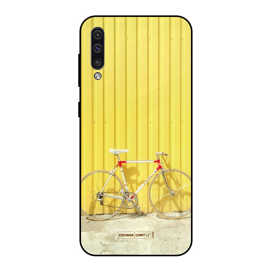 Yellow Cycle Classic Metal Back Case for Galaxy A30s