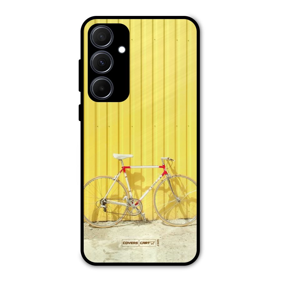 Yellow Cycle Classic Metal Back Case for Galaxy A35