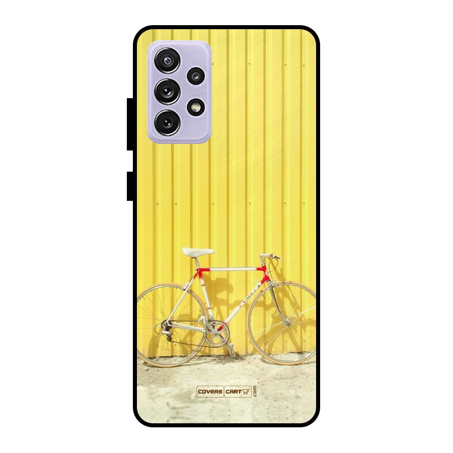 Yellow Cycle Classic Metal Back Case for Galaxy A72
