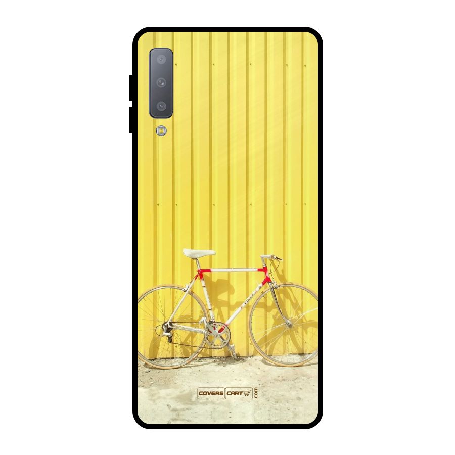 Yellow Cycle Classic Metal Back Case for Galaxy A7 (2018)