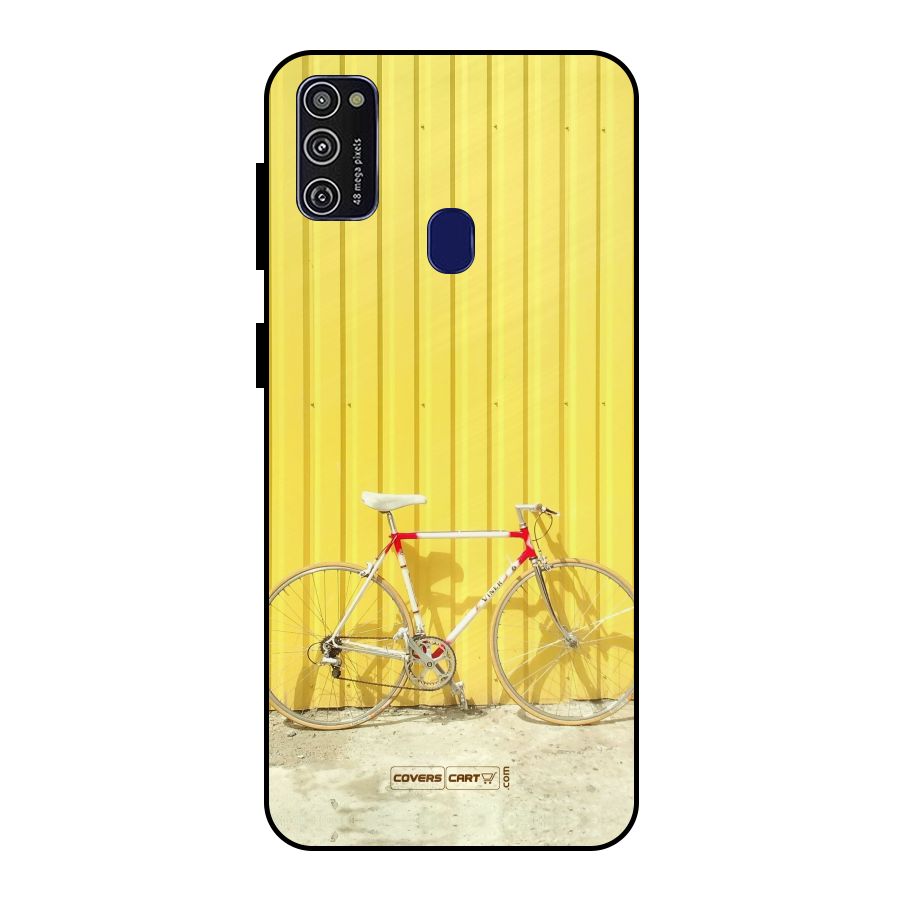 Yellow Cycle Classic Metal Back Case for Galaxy M21