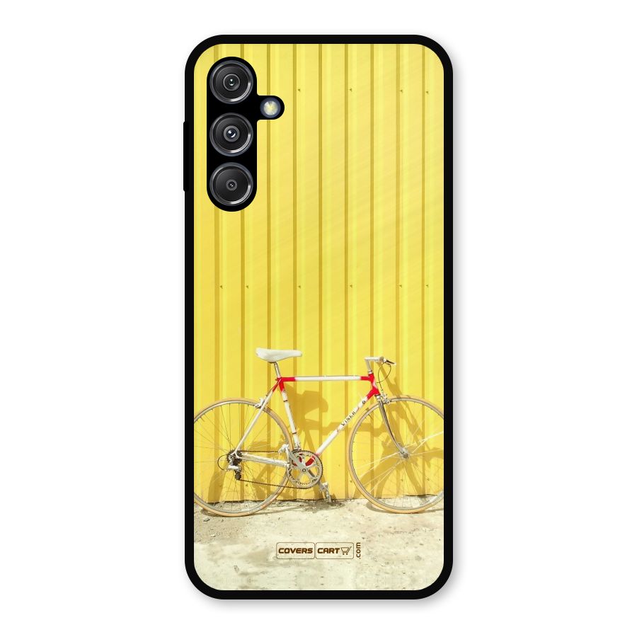 Yellow Cycle Classic Metal Back Case for Galaxy M34 5G
