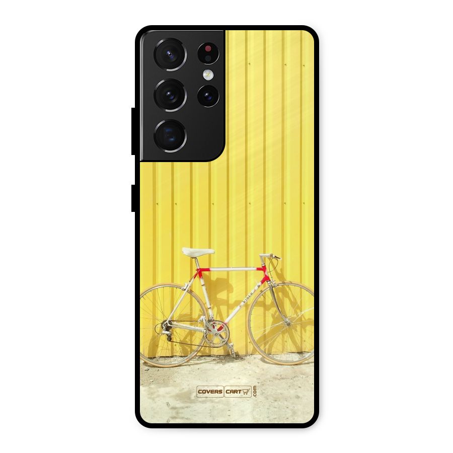 Yellow Cycle Classic Metal Back Case for Galaxy S21 Ultra 5G