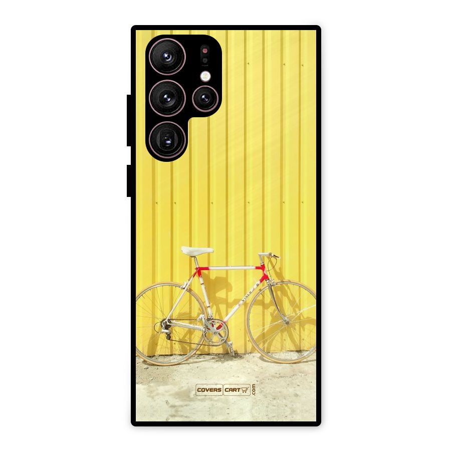 Yellow Cycle Classic Metal Back Case for Galaxy S22 Ultra 5G