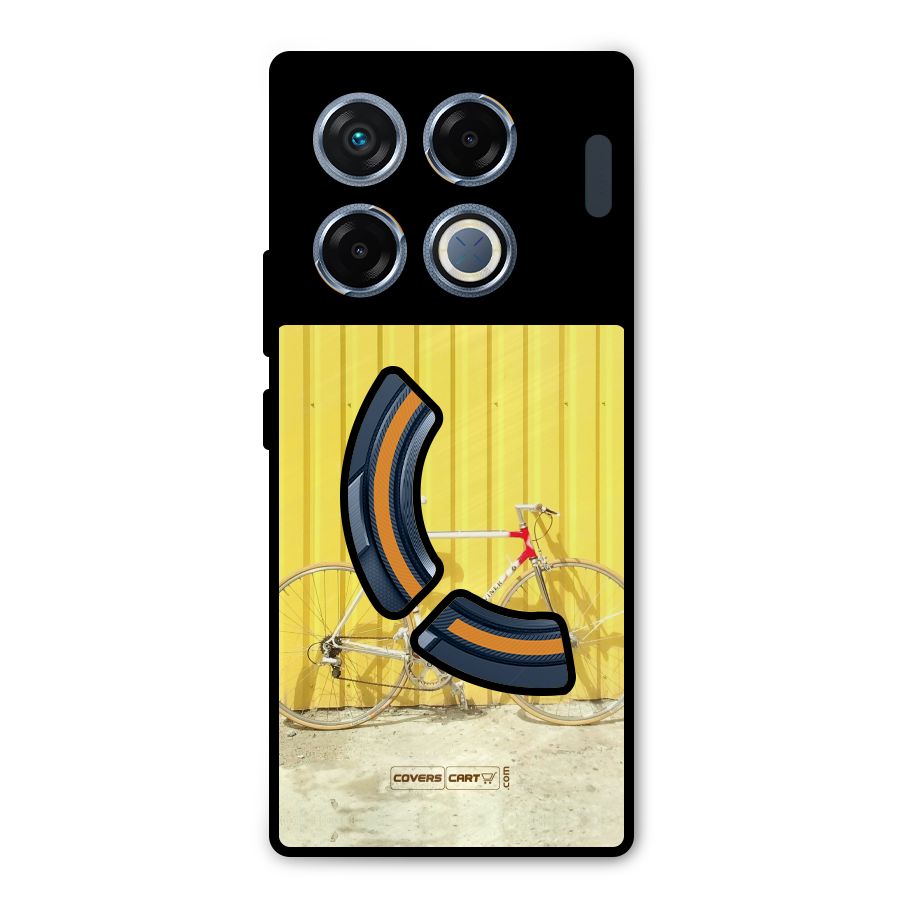 Yellow Cycle Classic Metal Back Case for Infinix GT 20 Pro