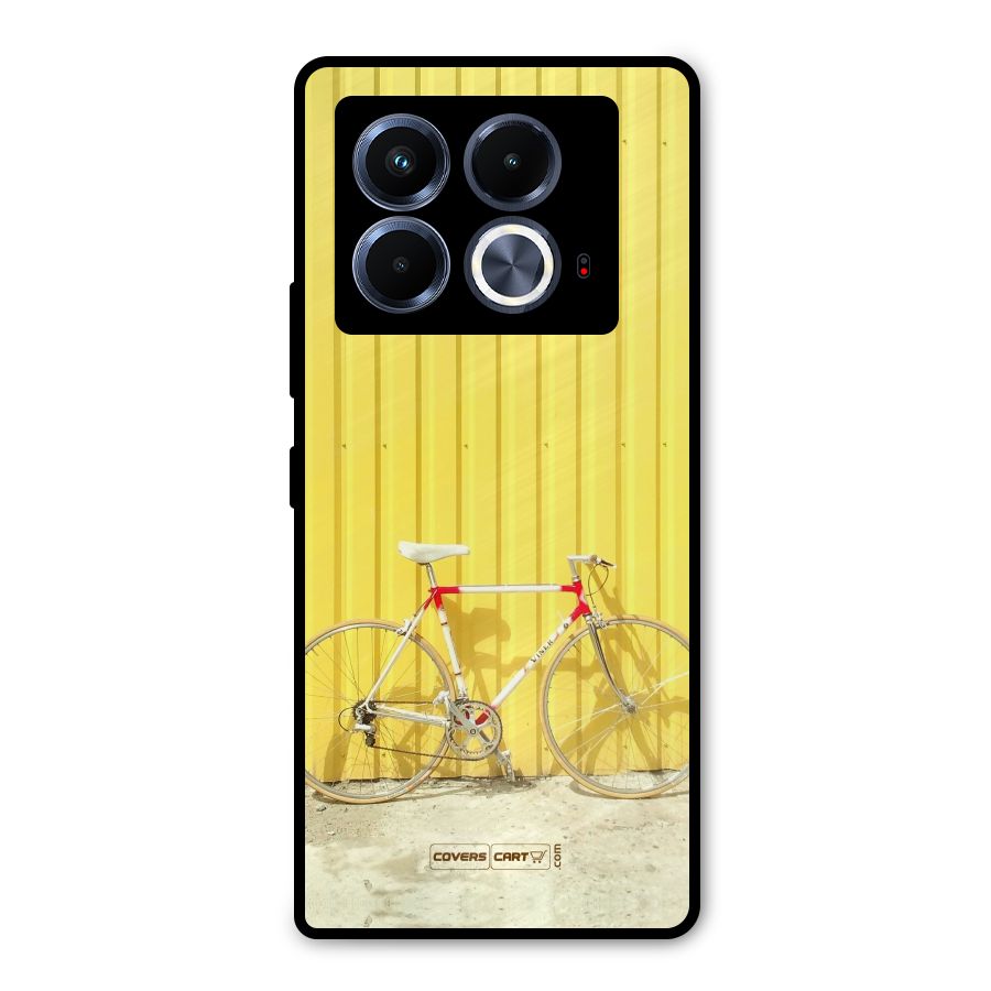 Yellow Cycle Classic Metal Back Case for Infinix Note 40 5G