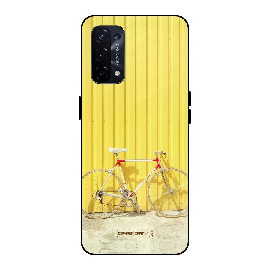 Yellow Cycle Classic Metal Back Case for Oppo A74 5G