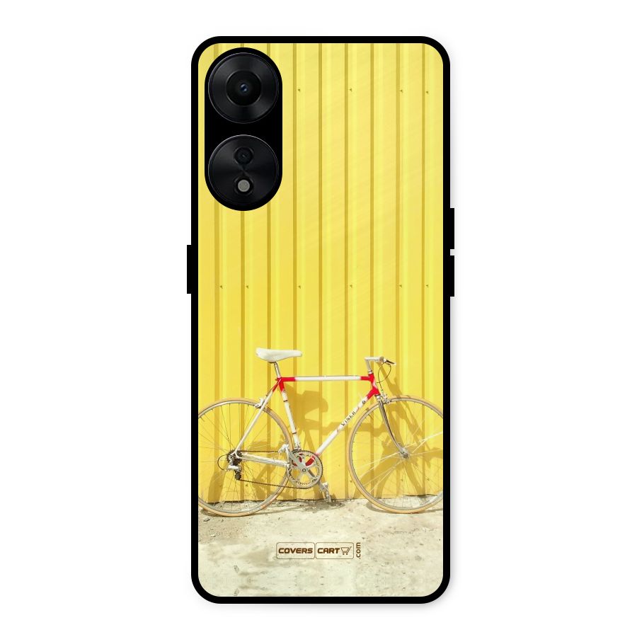 Yellow Cycle Classic Metal Back Case for Oppo A78 5G