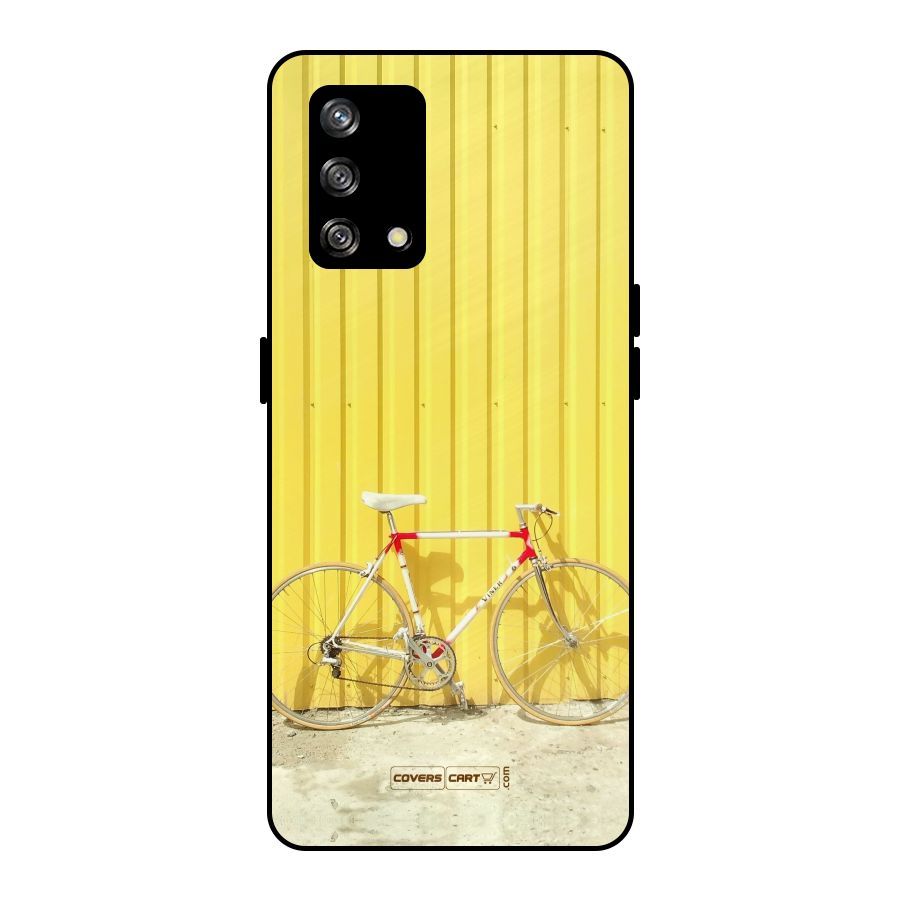 Yellow Cycle Classic Metal Back Case for Oppo F19