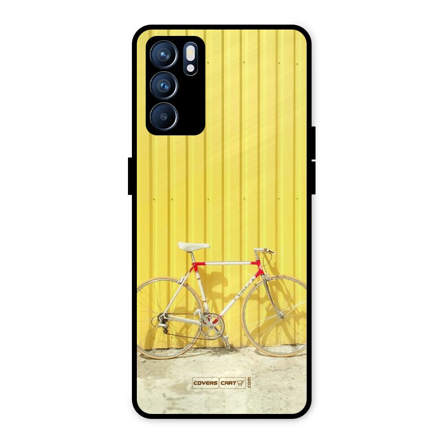 Yellow Cycle Classic Metal Back Case for Oppo Reno6 5G