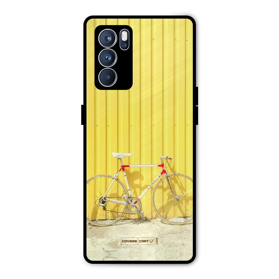 Yellow Cycle Classic Metal Back Case for Oppo Reno6 Pro 5G