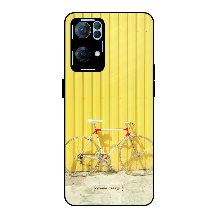 Yellow Cycle Classic Metal Back Case for Oppo Reno7 Pro 5G