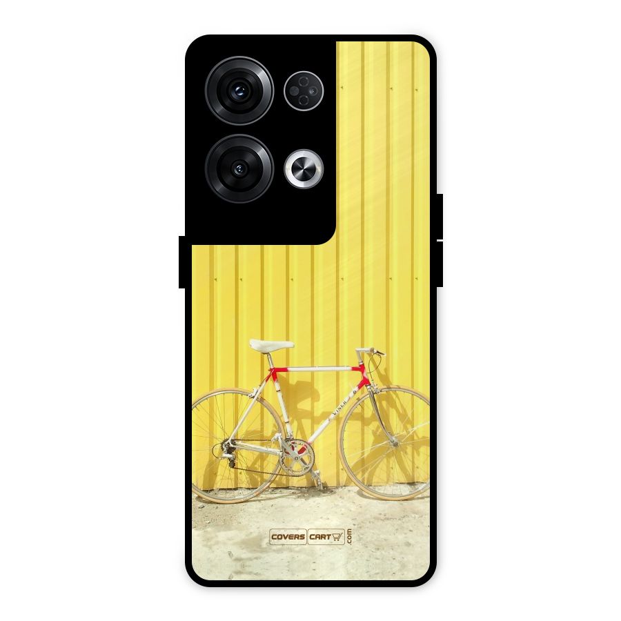 Yellow Cycle Classic Metal Back Case for Oppo Reno8 Pro 5G