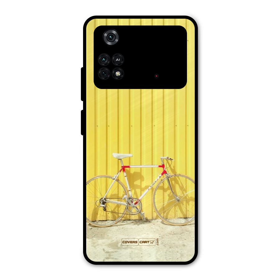Yellow Cycle Classic Metal Back Case for Poco M4 Pro 4G