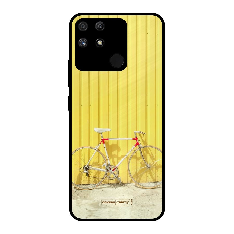 Yellow Cycle Classic Metal Back Case for Realme Narzo 50A