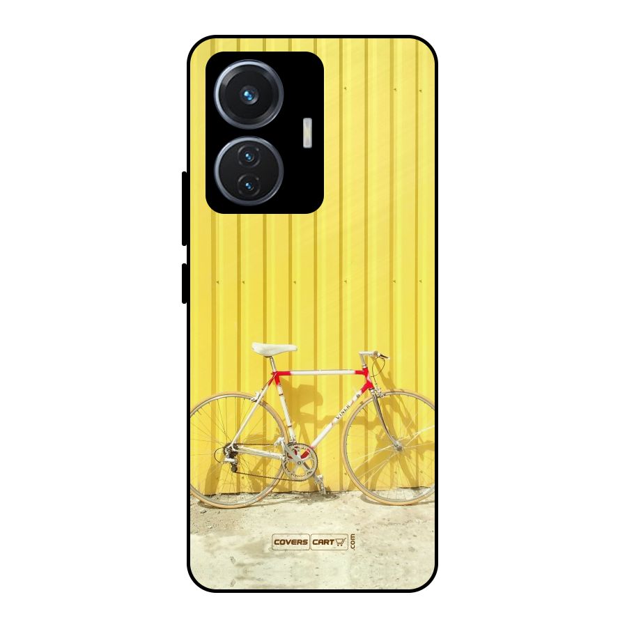 Yellow Cycle Classic Metal Back Case for Vivo T1 44W