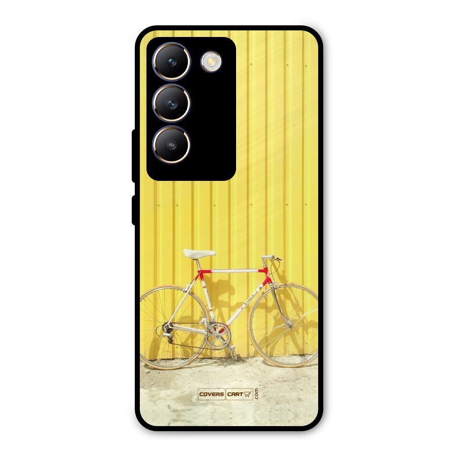 Yellow Cycle Classic Metal Back Case for Vivo T3 5G