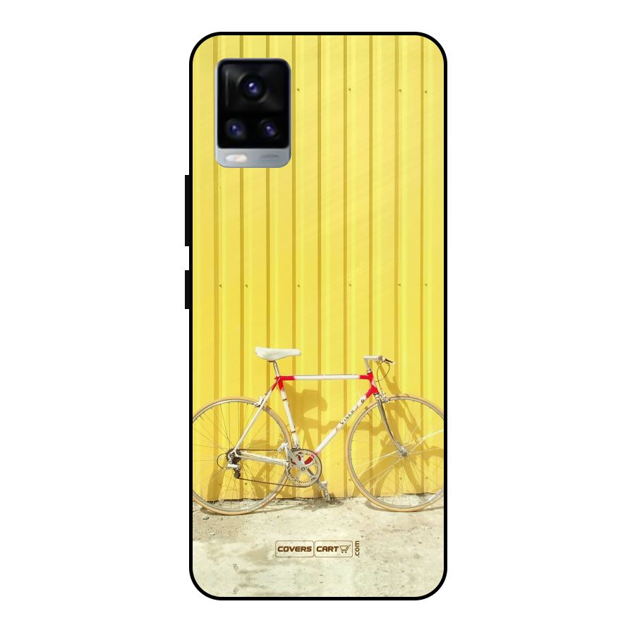 Yellow Cycle Classic Metal Back Case for Vivo V20 2021