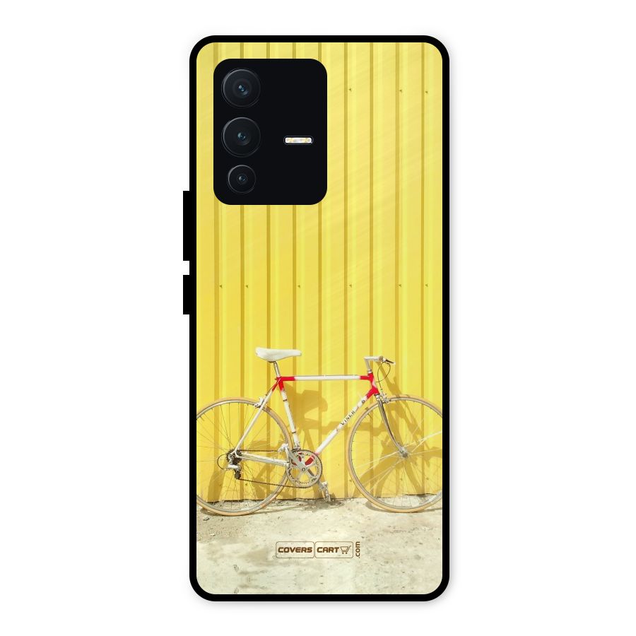Yellow Cycle Classic Metal Back Case for Vivo V23 5G