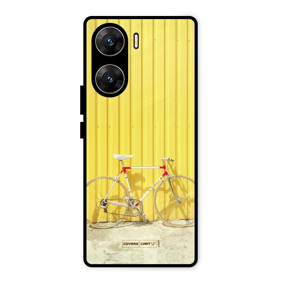 Yellow Cycle Classic Metal Back Case for Vivo V29e