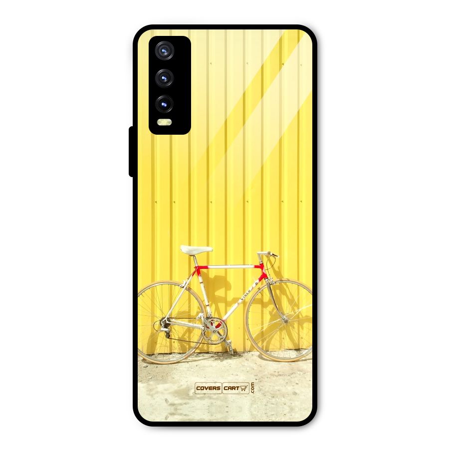 Yellow Cycle Classic Metal Back Case for Vivo Y20g