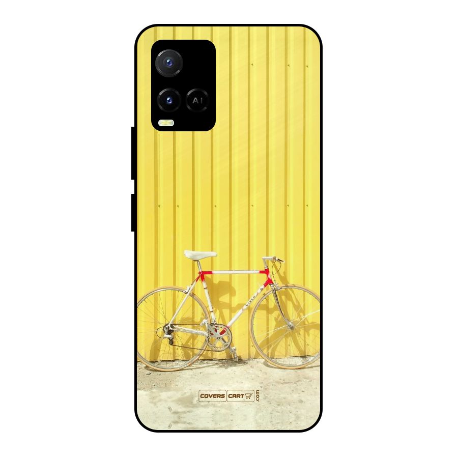 Yellow Cycle Classic Metal Back Case for Vivo Y21