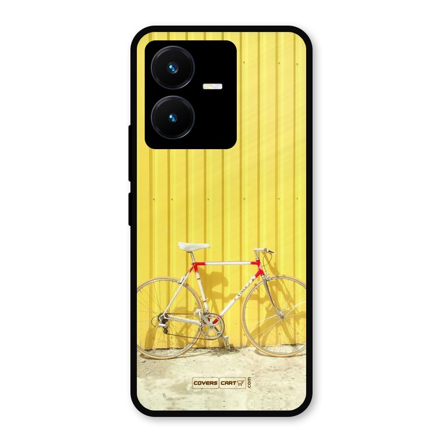 Yellow Cycle Classic Metal Back Case for Vivo Y22