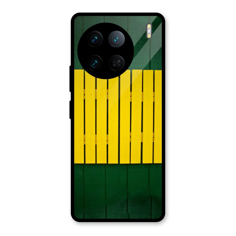 Yellow Fence Glass Back Case for Vivo X90 Pro