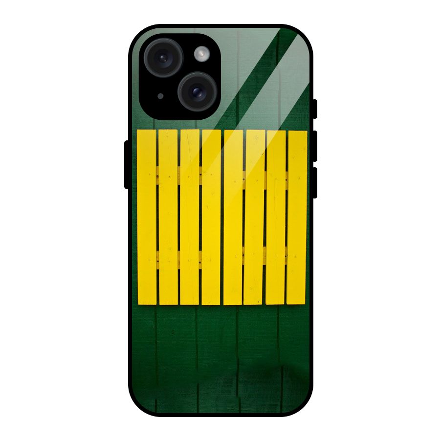 Yellow Fence Glass Back Case for iPhone 15