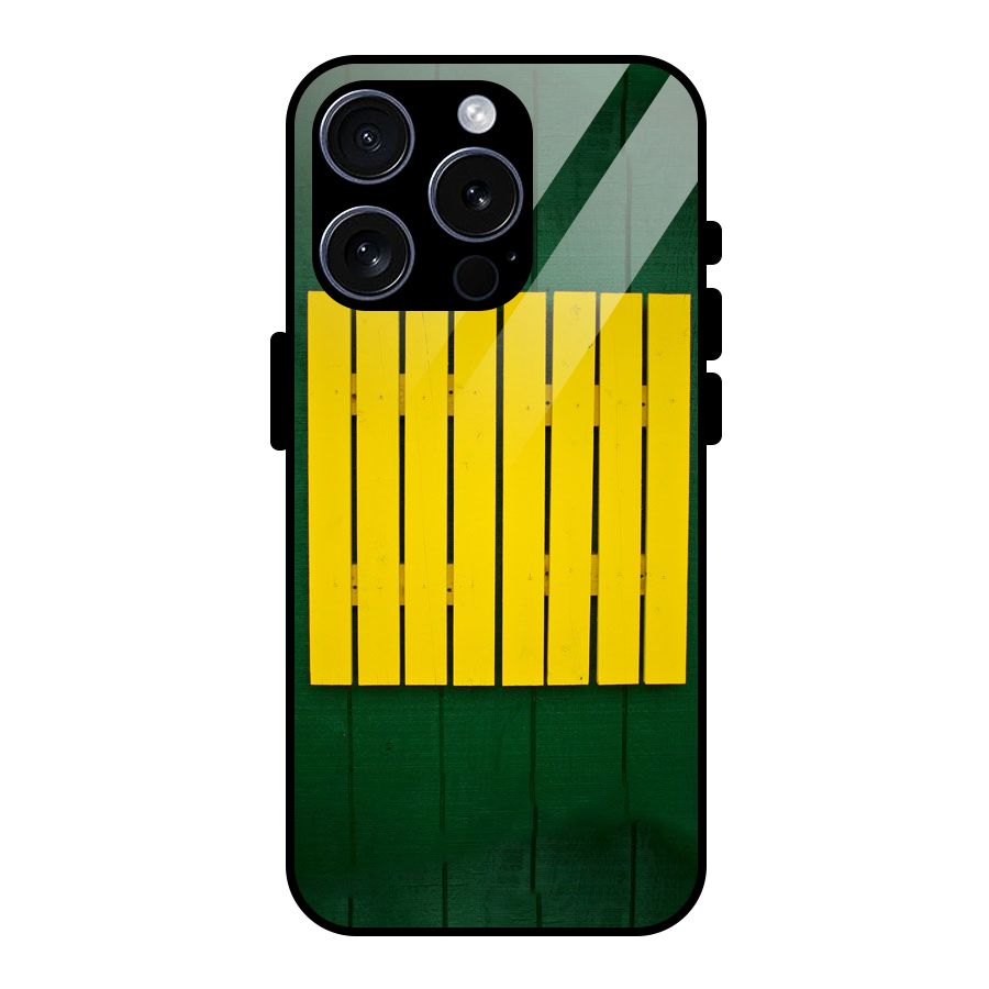 Yellow Fence Glass Back Case for iPhone 15 Pro