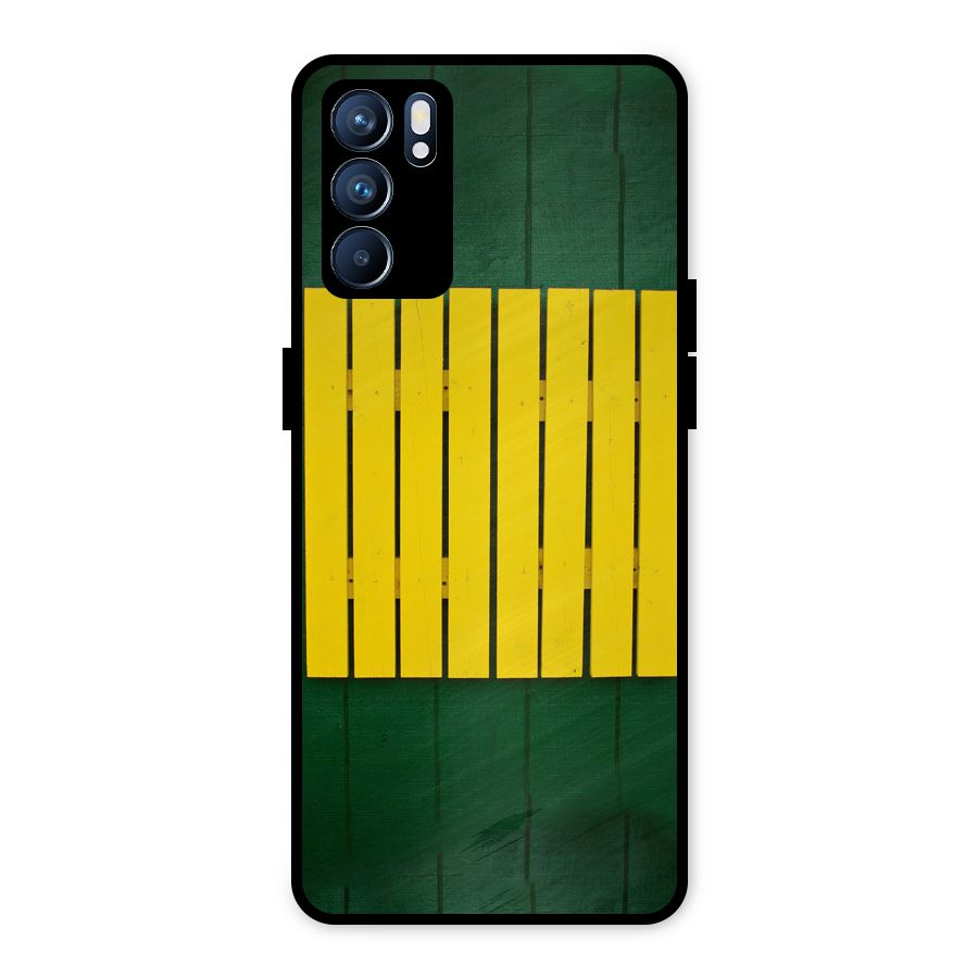 Yellow Fence Metal Back Case for Oppo Reno6 5G