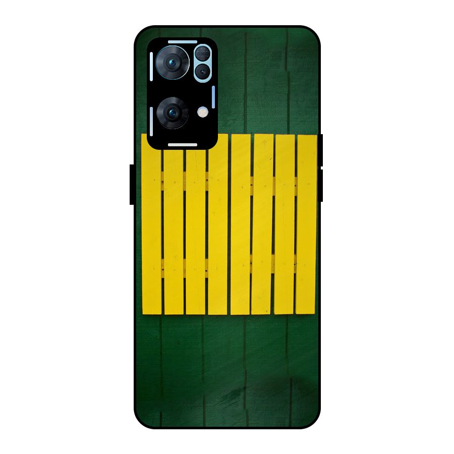 Yellow Fence Metal Back Case for Oppo Reno7 Pro 5G