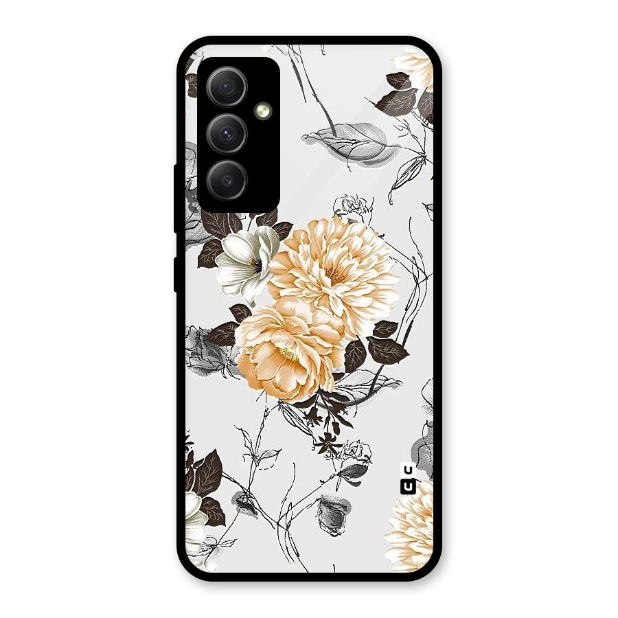 Yellow Floral Glass Back Case for Galaxy A34