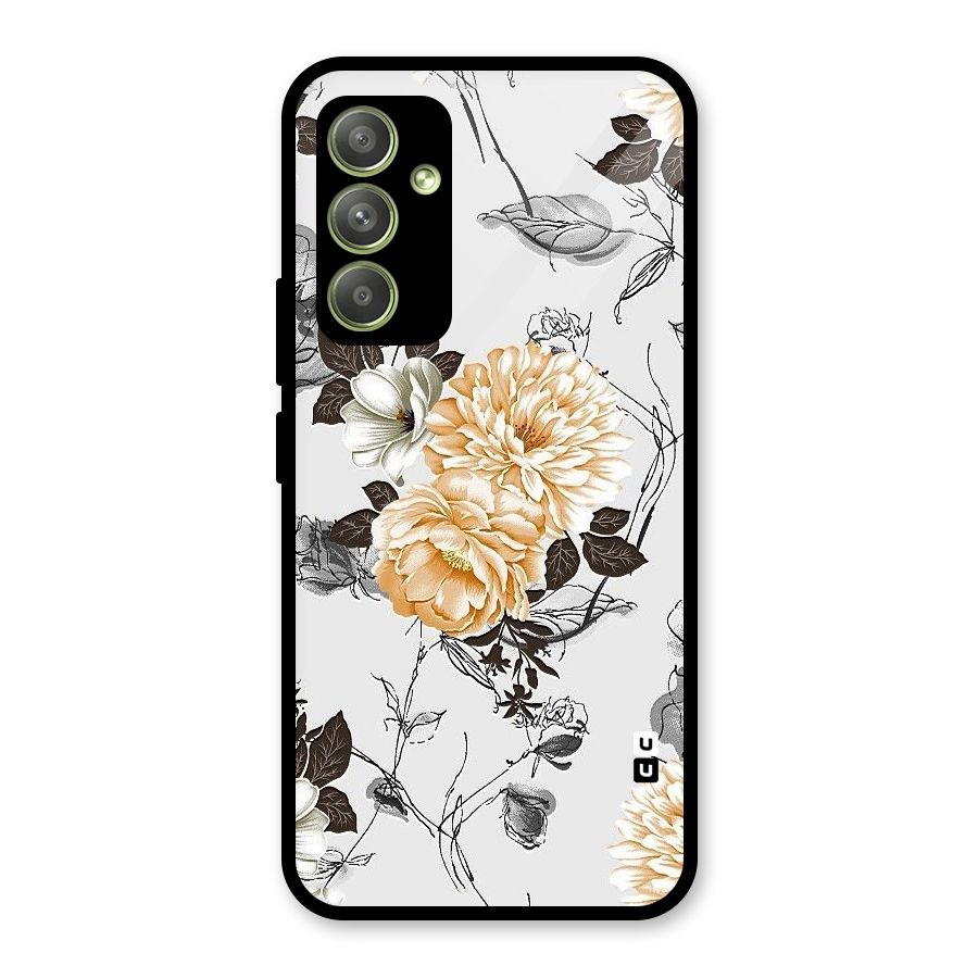 Yellow Floral Glass Back Case for Galaxy A54