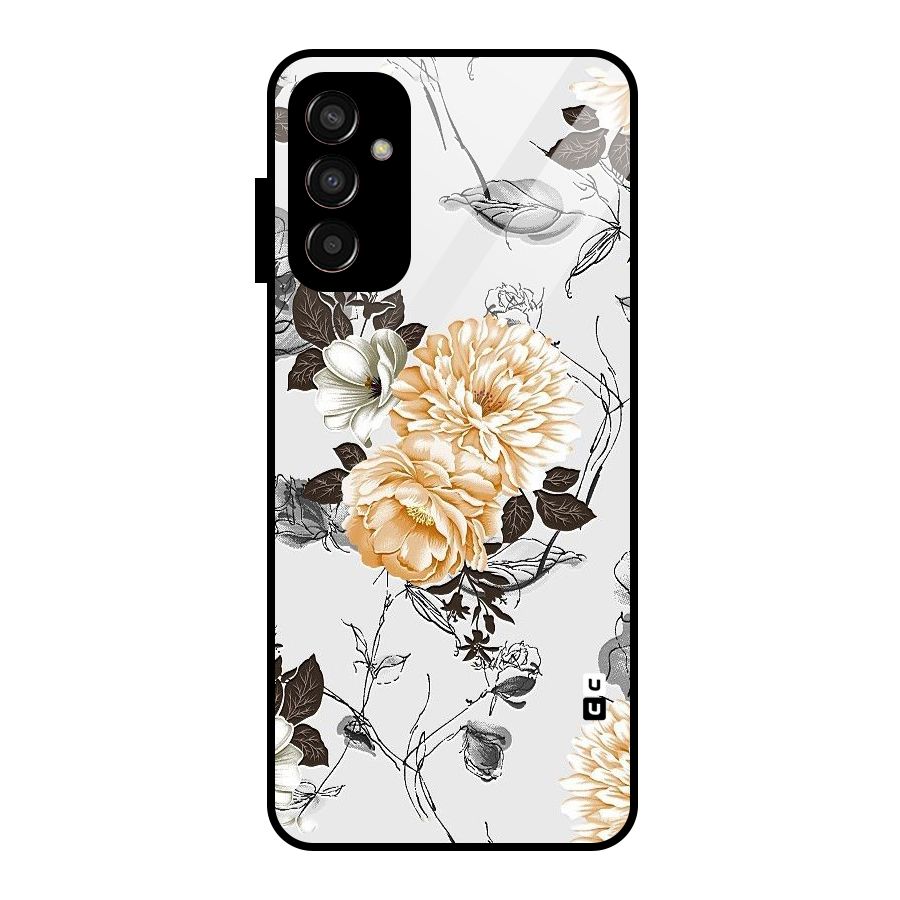 Yellow Floral Glass Back Case for Galaxy F13