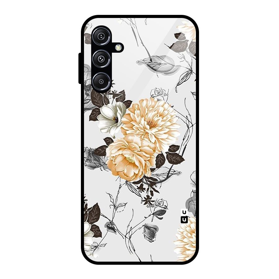 Yellow Floral Glass Back Case for Galaxy M34 5G