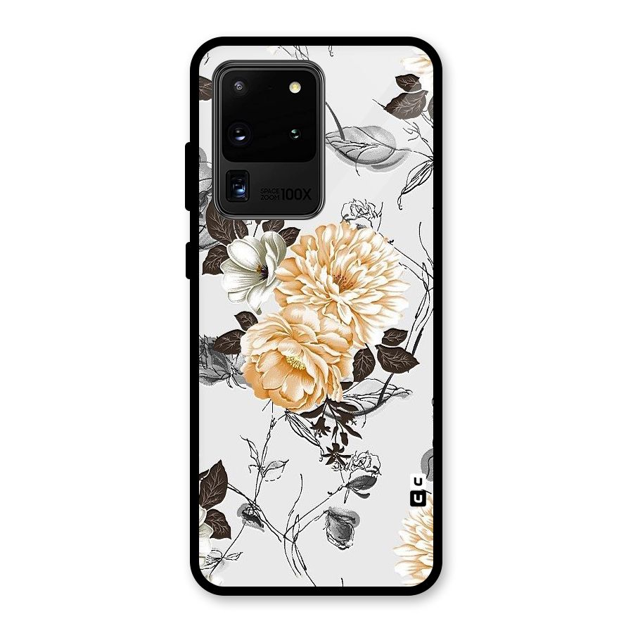 Yellow Floral Glass Back Case for Galaxy S20 Ultra