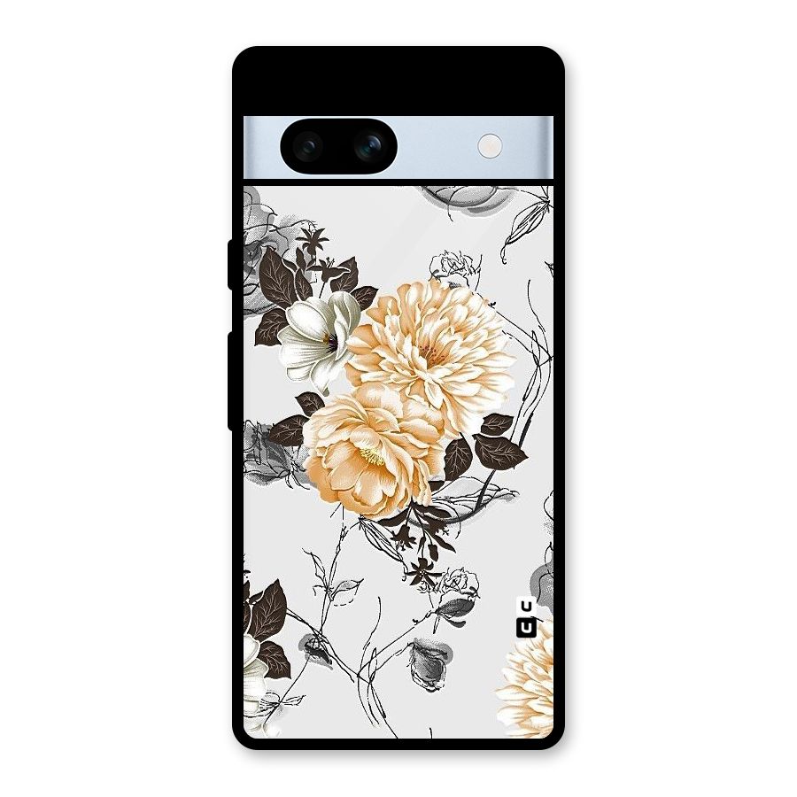 Yellow Floral Glass Back Case for Google Pixel 7a