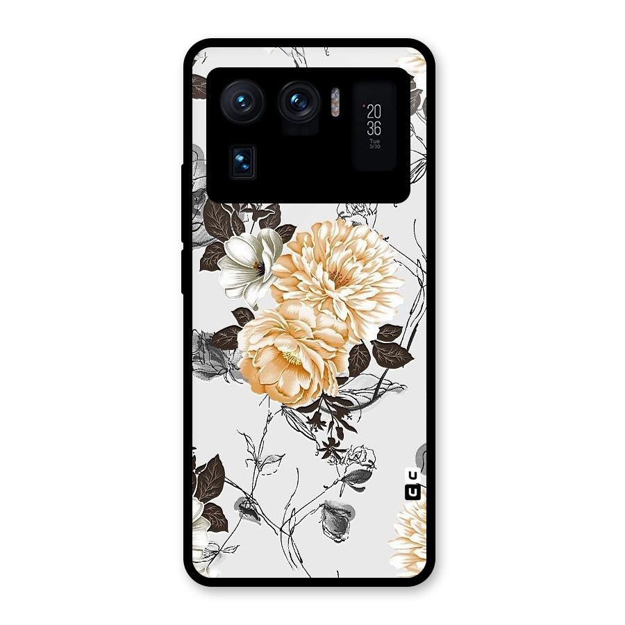Yellow Floral Glass Back Case for Mi 11 Ultra