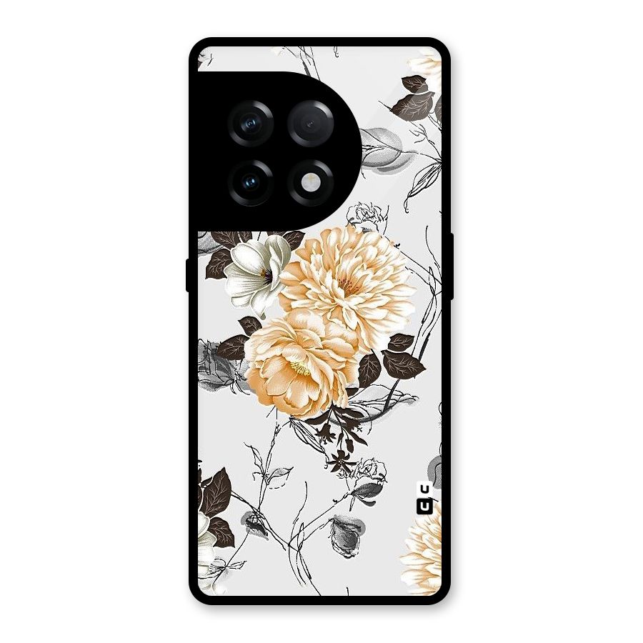 Yellow Floral Glass Back Case for OnePlus 11R