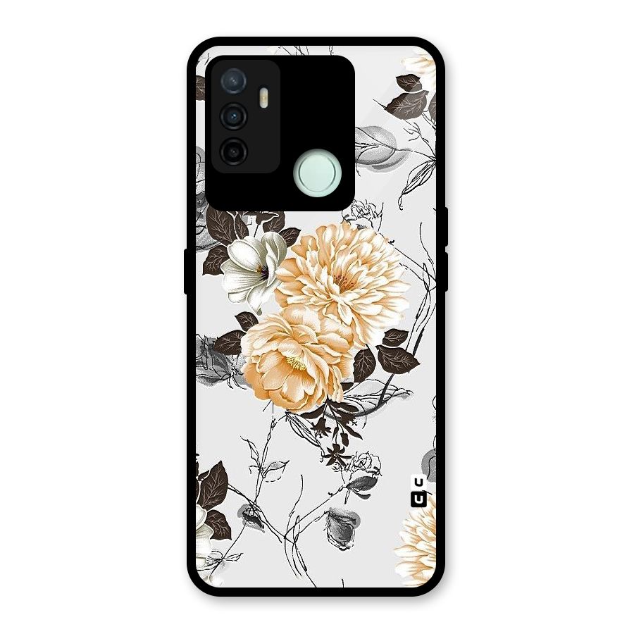 Yellow Floral Glass Back Case for Oppo A53